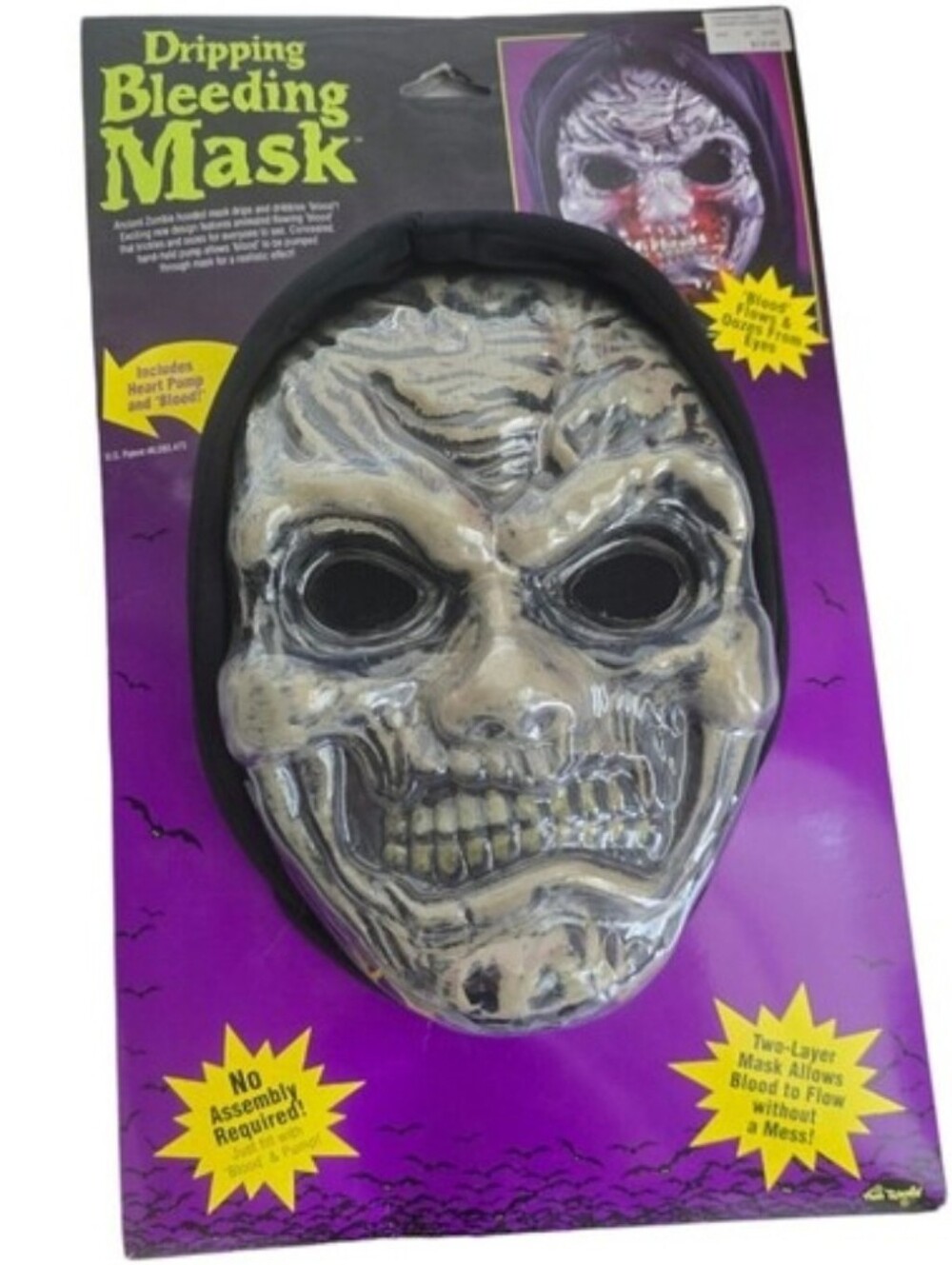 Vintage 2000s Fun World Dripping Bleeding Zombie Mask Halloween Costume Prop NOS